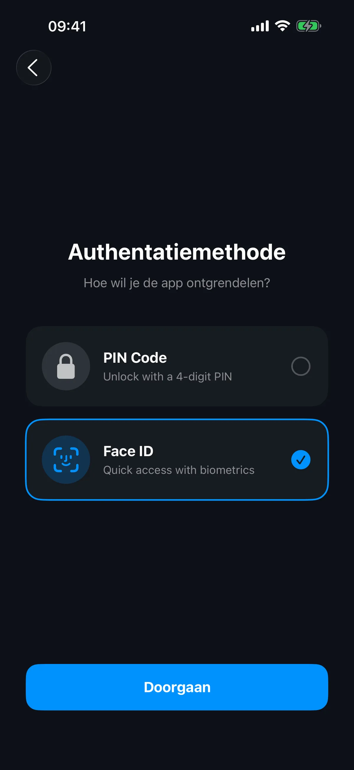 AppLocker-scherm met keuzes voor Face ID- en pincodeverificatie